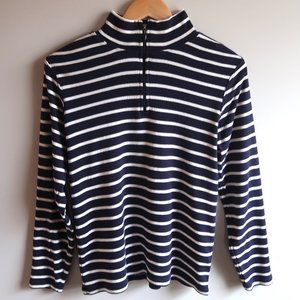 L.L. Bean Navy and White Striped Quarter Zip
